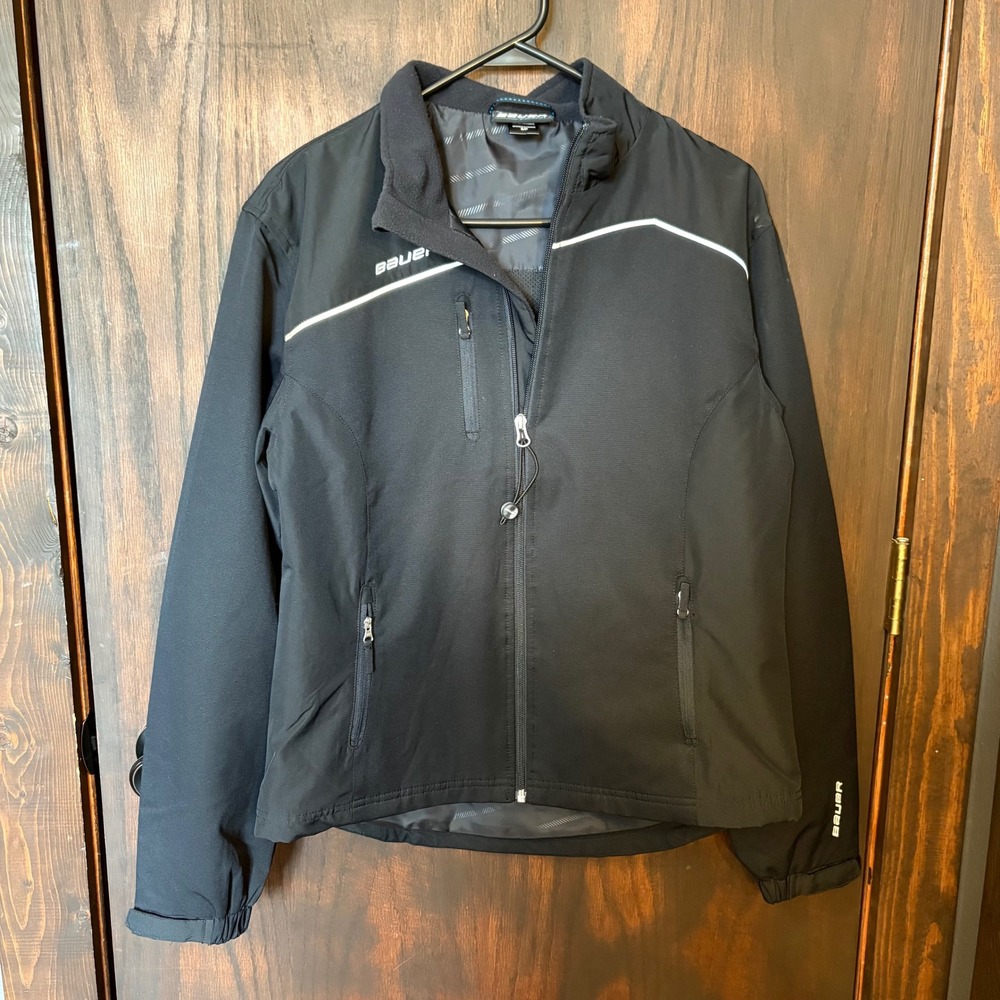 Bauer Team Womens Softshell Hockey Jacket Black Full Zip Fleece Lined Small S/P
